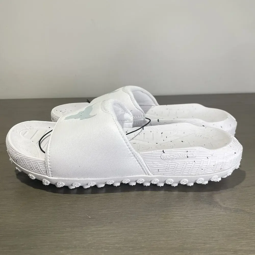 Under Armour Mens Size 7 Slides NEW Project Rock 3 White Halo Grey Womens 8.5